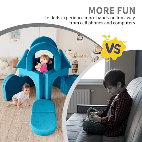 12PCS Modular Toddler Couch with Triangular Cushions and Arches (Gray) V4406