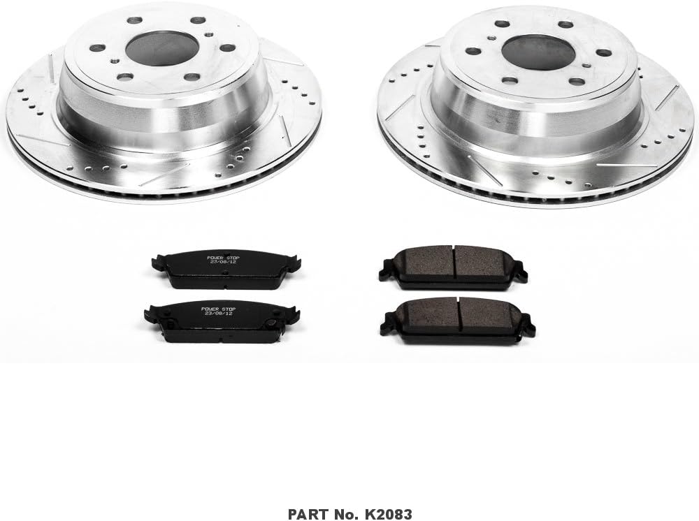 Rear Z23 Carbon Fiber Brake Pads with Drilled & Slotted Brake Rotors Kit U2427