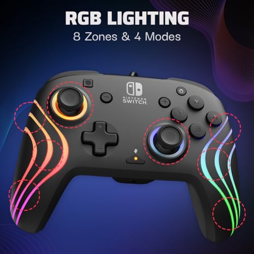 Black Wireless RGB Gaming Controller for Nintendo Switch I626485