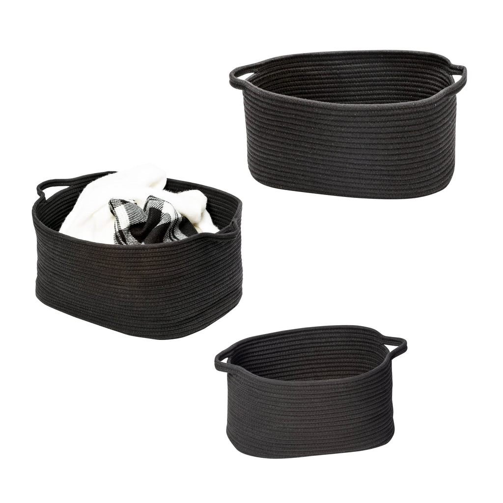 Black Cotton Coil Baskets Set of 3 V682836
