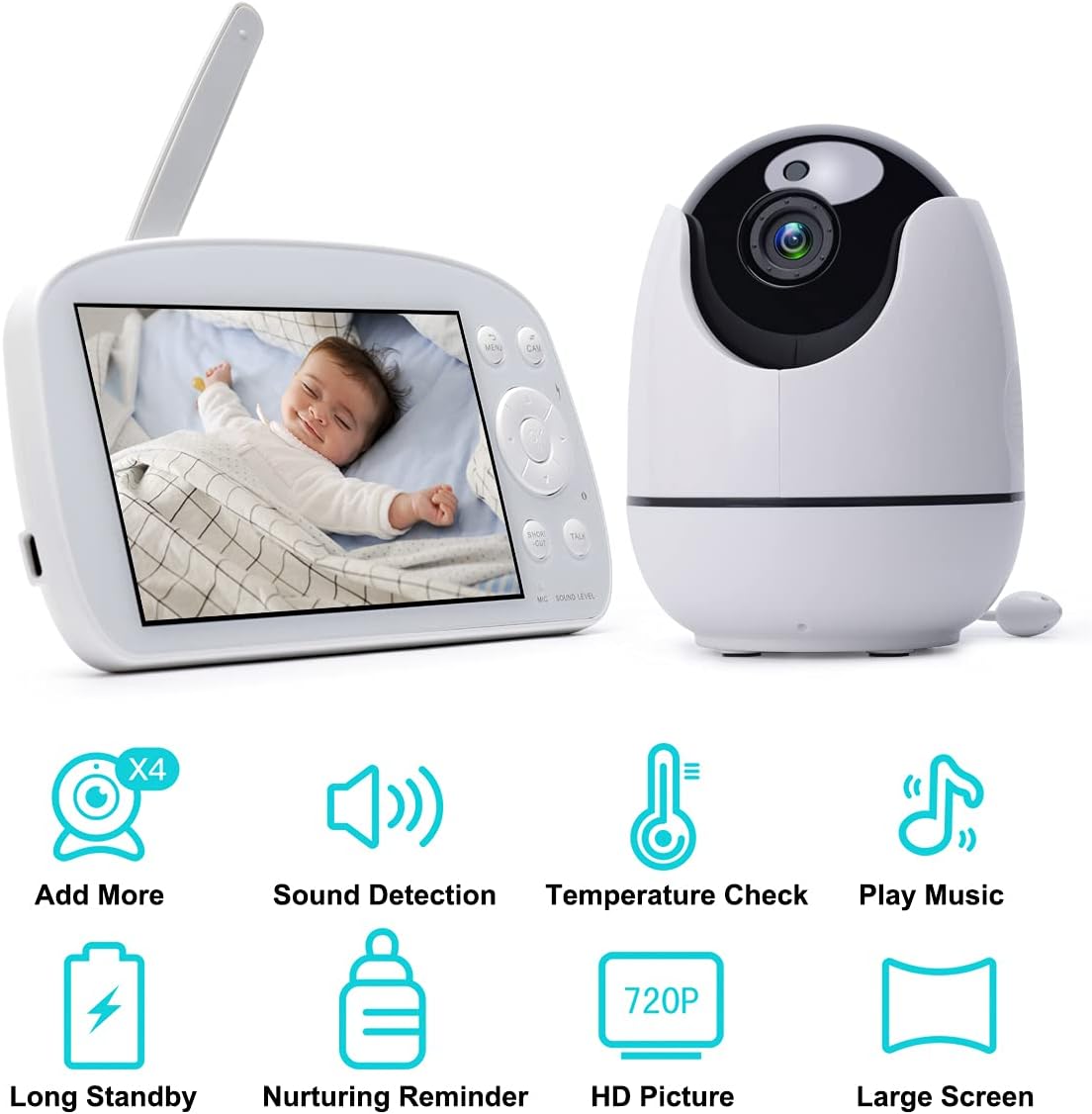 Video Baby Monitor with Camera and Audio 720P HD 5.5 Display Q5840