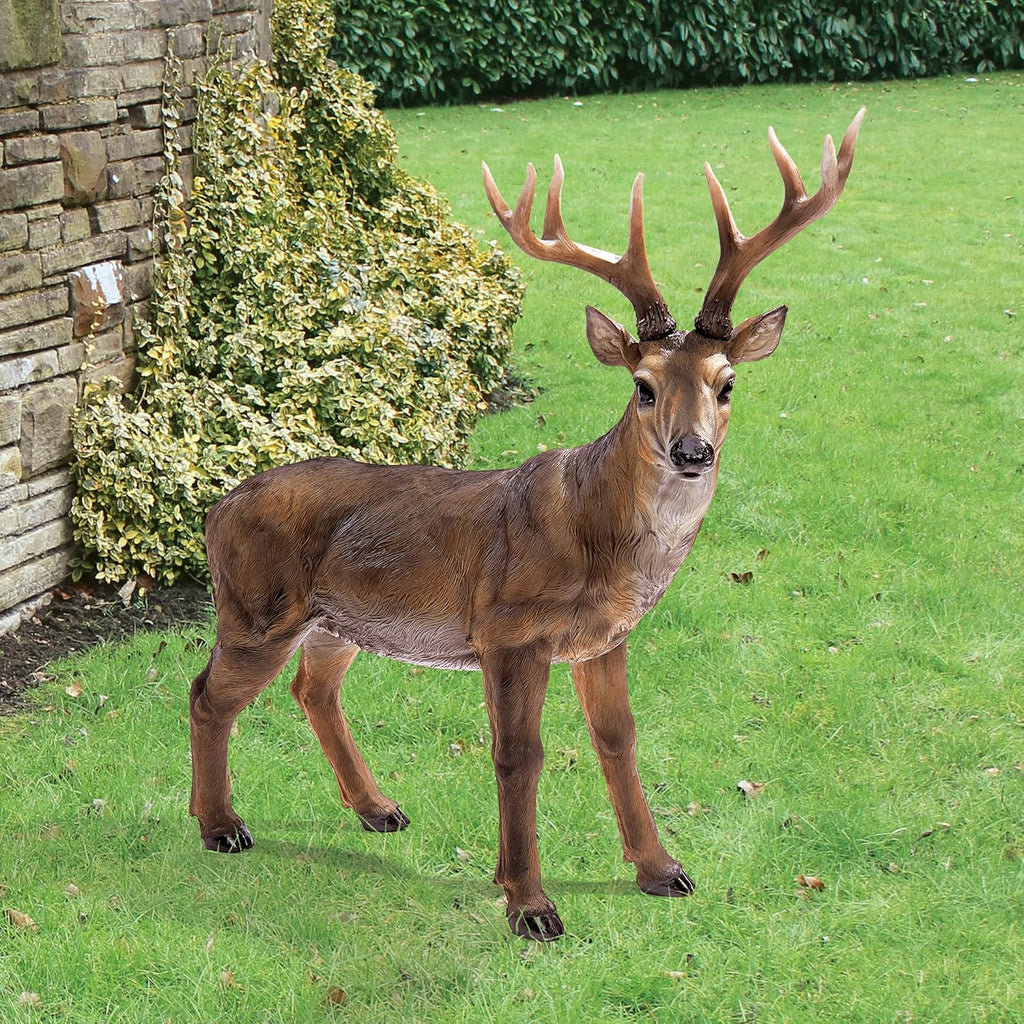 28 Inches Long Brown Handcast Polyresin Deer Statue K667