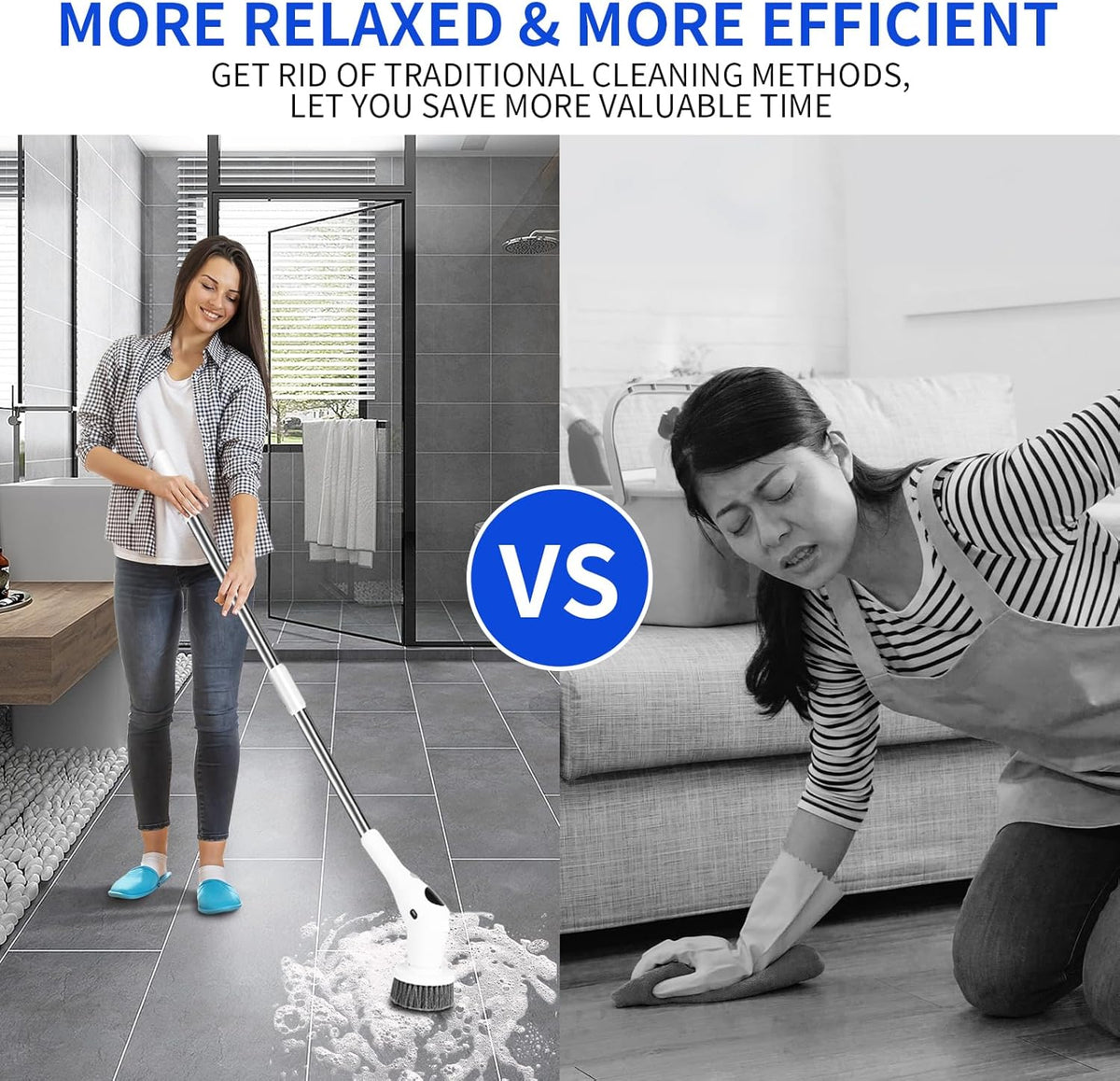 Cordless Electric Spin Scrubber with 8 Replaceable Heads and Extension Handle Y64840