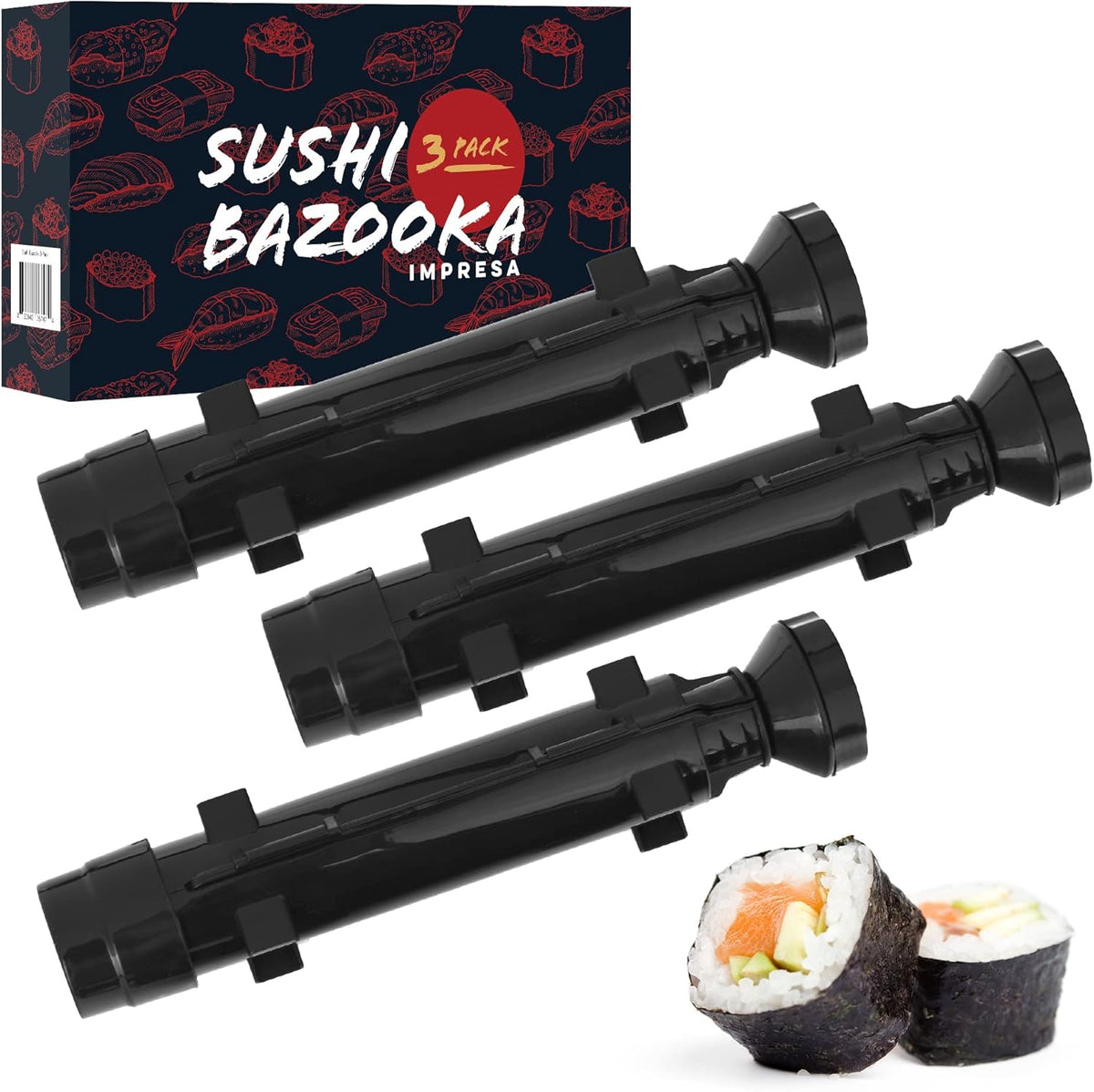 3 Pack Sushi Roller Mold Makes 8" Rolls Food Grade Plastic O2212