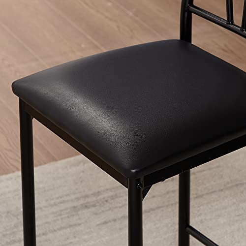 Gray Small Bar Table and Chairs Dining Set for 2 with Storage Shelves N206285