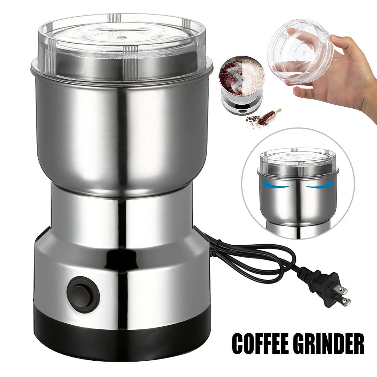 Stainless Steel Electric Coffee Bean Grinder Q7592