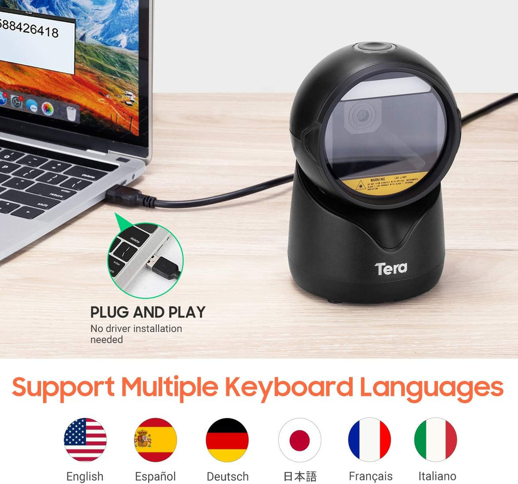 Omnidirectional Desktop Barcode Scanner with Adjustable Scan Head K8977