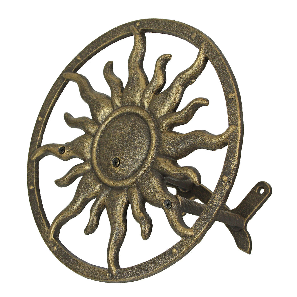 Bronze Cast Iron Sun Wall Mount Garden Hose Hanger X479