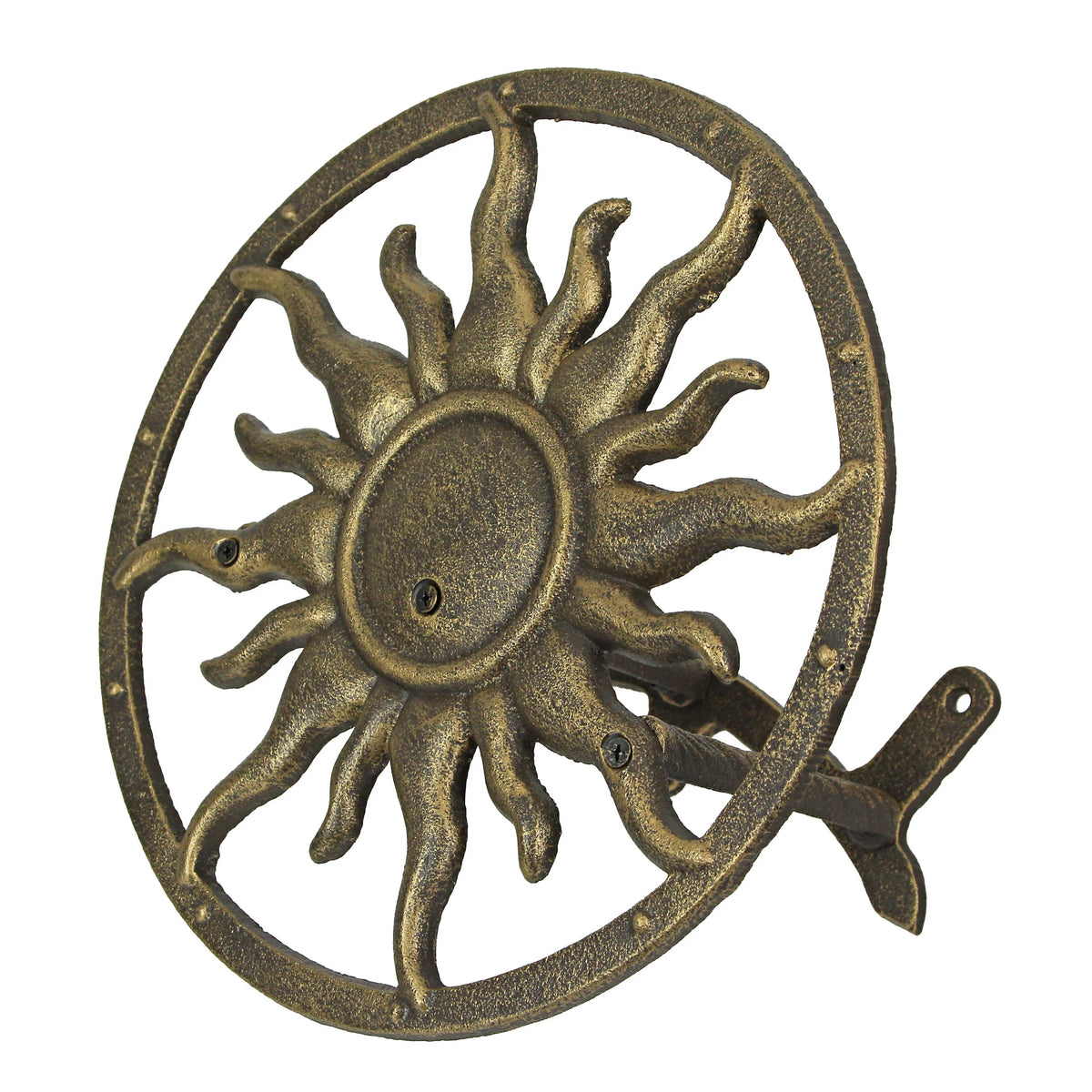 Bronze Cast Iron Sun Wall Mount Garden Hose Hanger X479