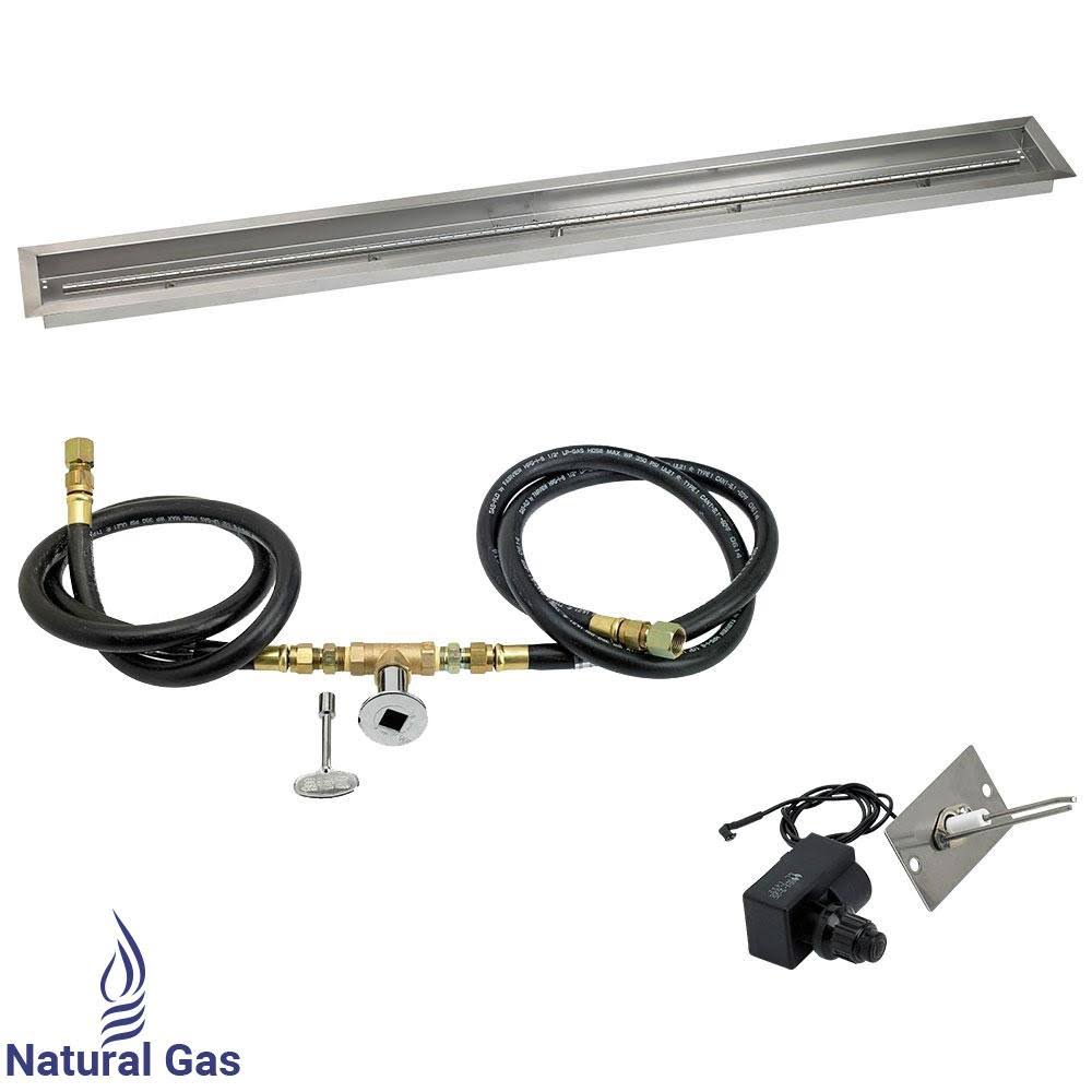 48x22 Linear Stainless Steel Drop-in Fire Pit Pan with Spark Ignition Kit F74516