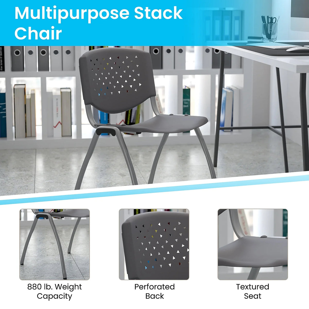 Gray Plastic Stack Chair G1686