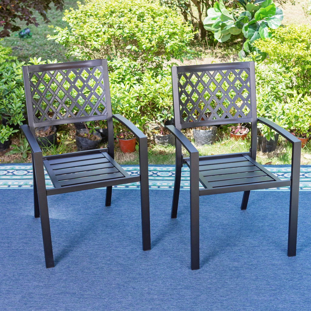 5 Pieces Patio Dining Sets Outdoor Metal All Weather Furniture Sets with Umbrella Hole, Black Z90502