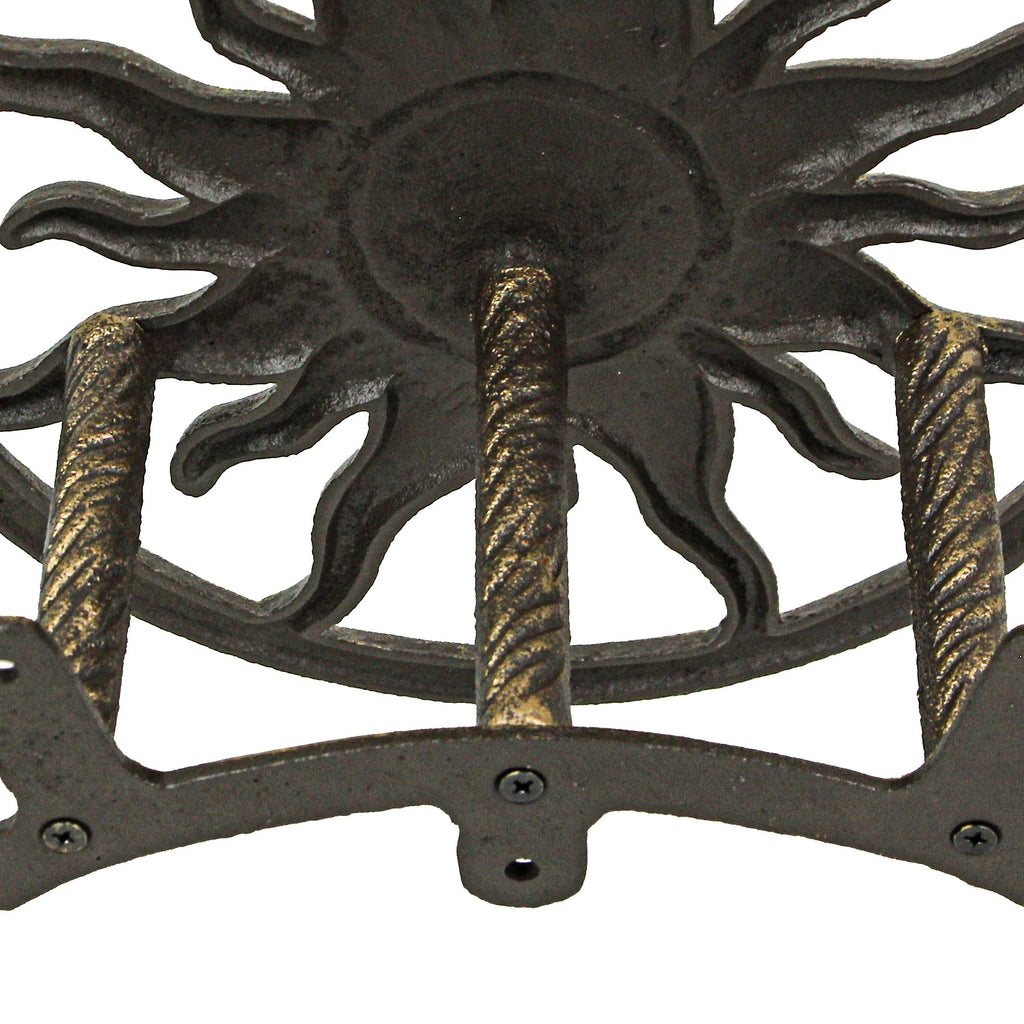 Bronze Cast Iron Sun Wall Mount Garden Hose Hanger X479
