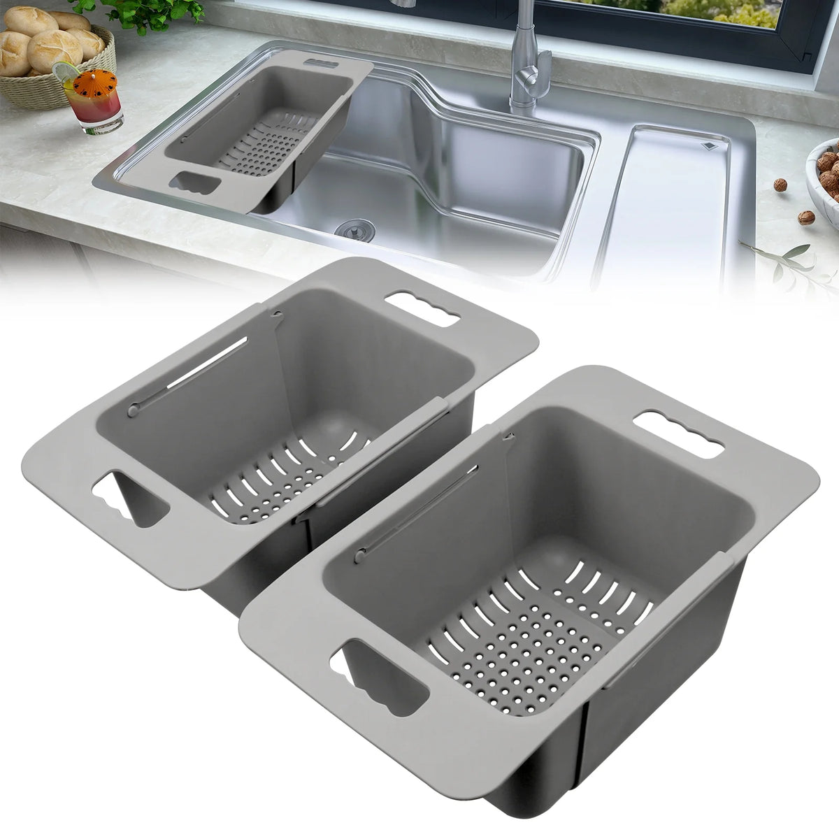 Adjustable Freezer Baskets with Handle Q50288