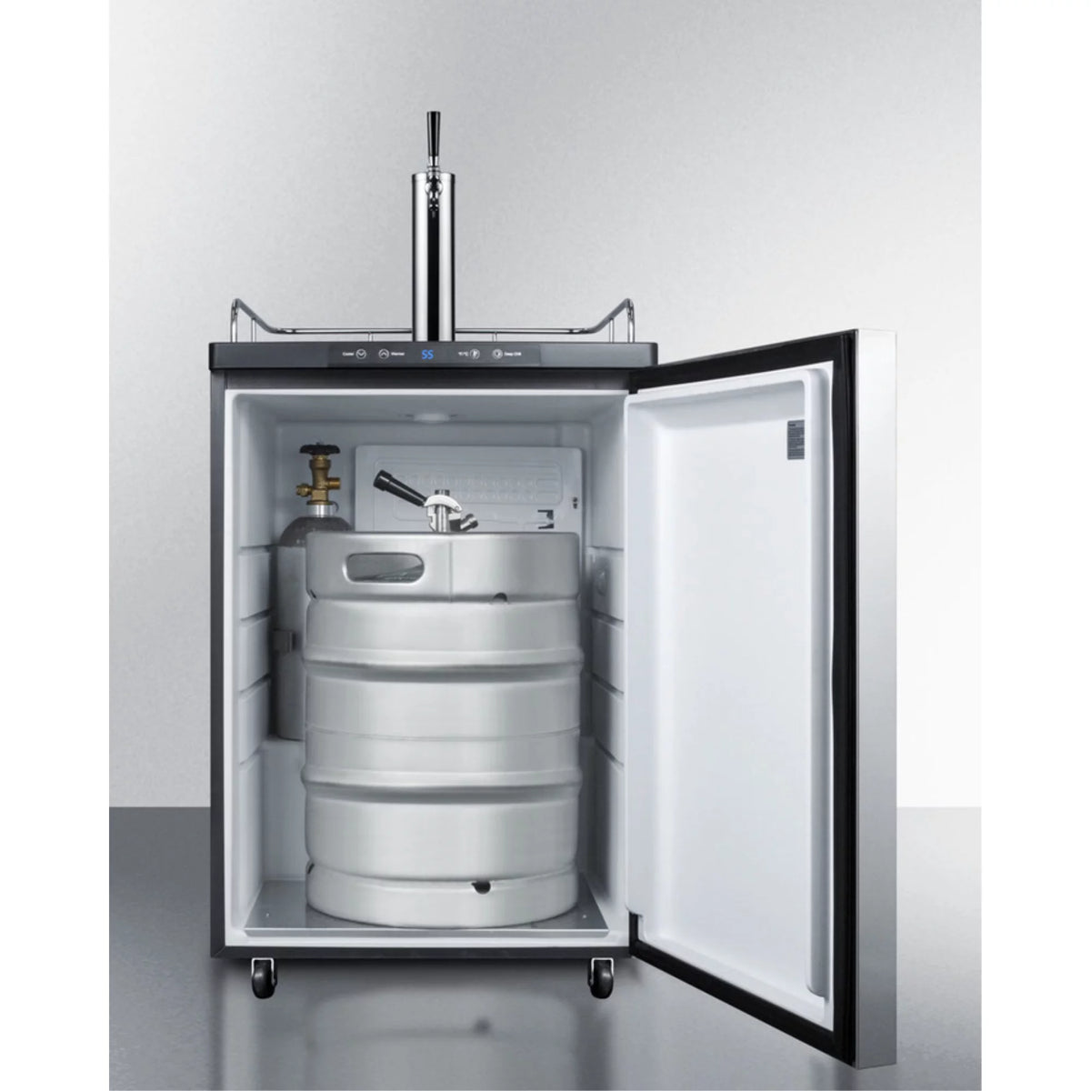 Freestanding Beer Dispenser with Digital Thermostat and Stainless Steel Door H53643