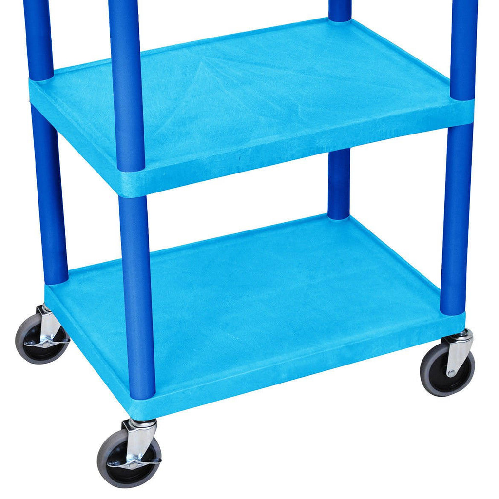 Blue Tub Top and Flat Shelf Cart T32648