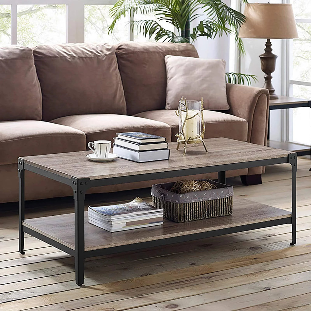 Rustic Metal and Wood Coffee Table K96000