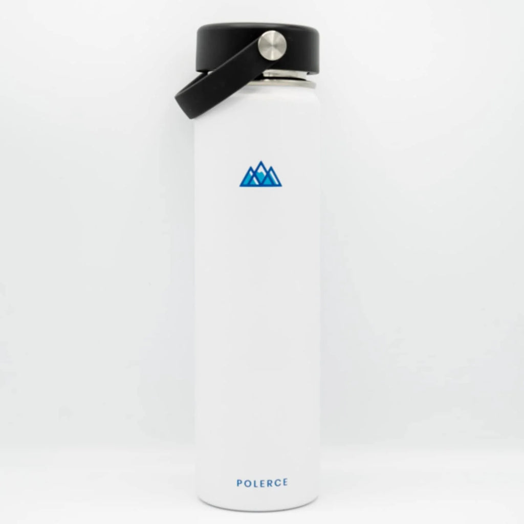 24 Oz White Stainless Steel Vacuum Insulated Bottle with 3 Lids N236