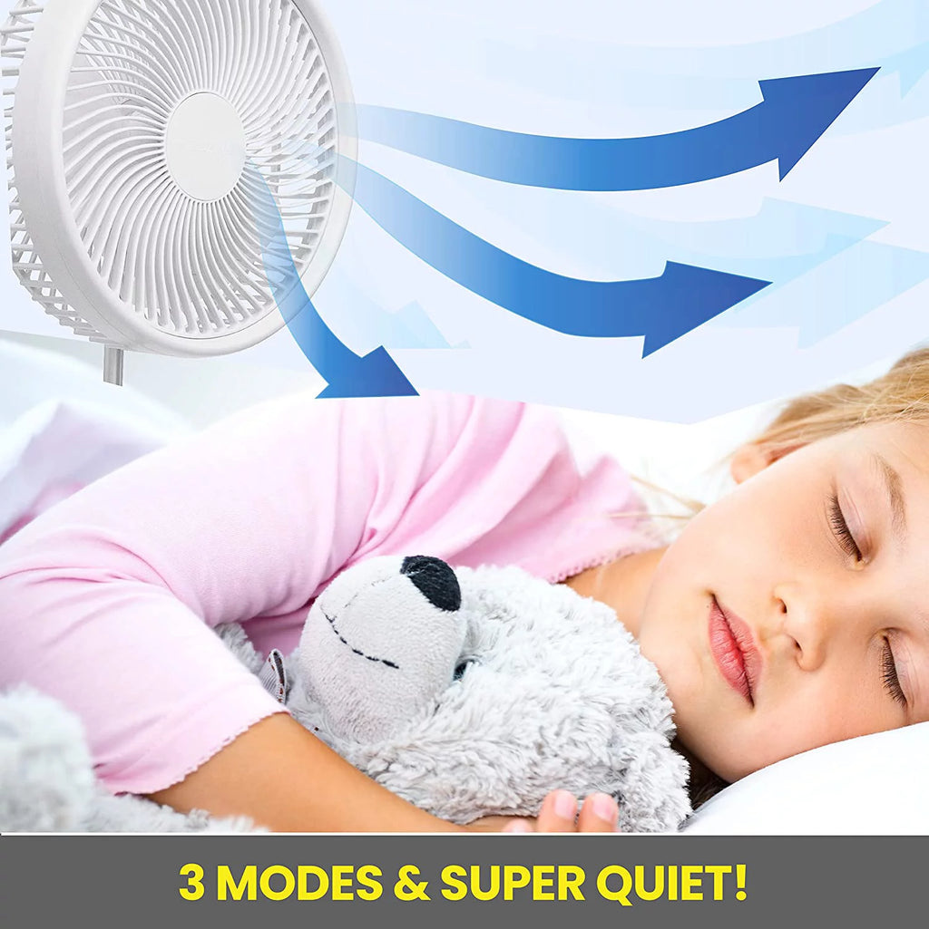Adjustable Height 40 in. Foldable Portable Rechargeable Floor and Table Fan J331