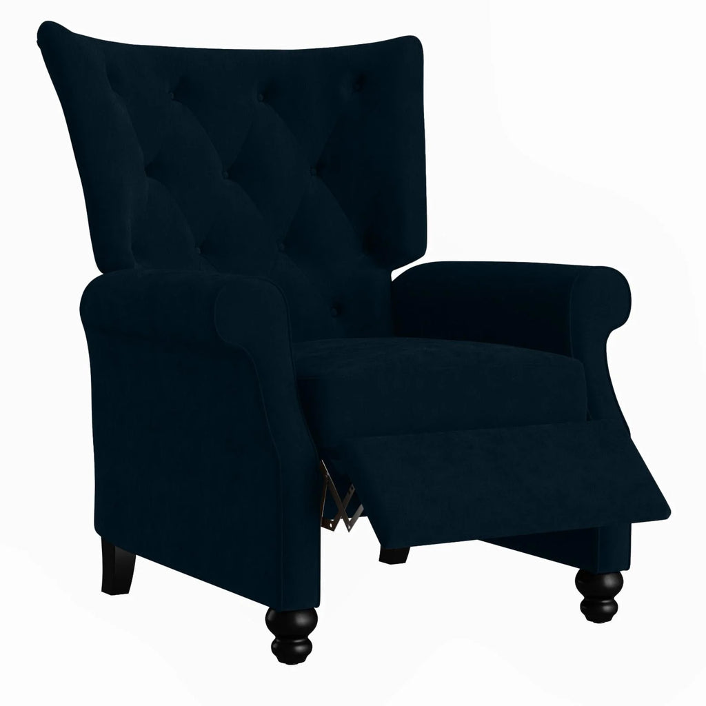 Navy Blue Velvet Push Back Recliner H3961
