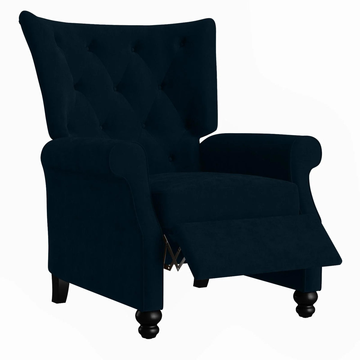 Navy Blue Velvet Push Back Recliner H3961