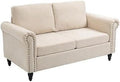 Chenille Fabric Loveseat Sofa with Solid Wood Legs Z667072