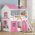 Twin Size Bunk Wood House Bed with Tent I83255