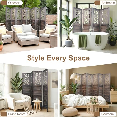 8 Panel Wood Peg Board Room Divider U6159