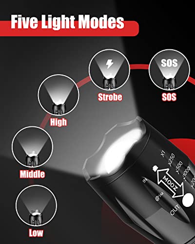 LED Flashlight 2 Pack, 2000 Lumens Waterproof Zoomable Flashlight F32857