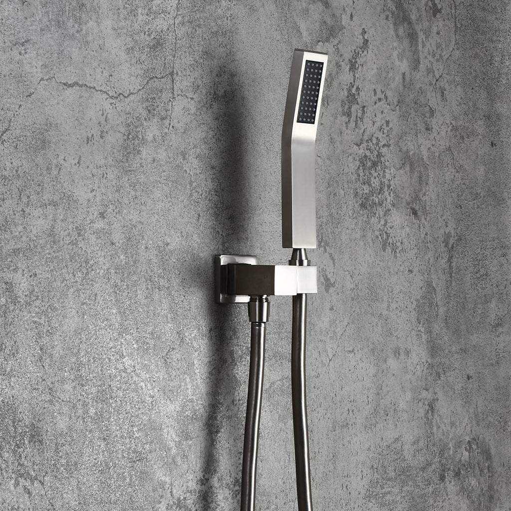 Wall Mounted Rainfall Shower Head Handheld Spray Square Shower Set L94329