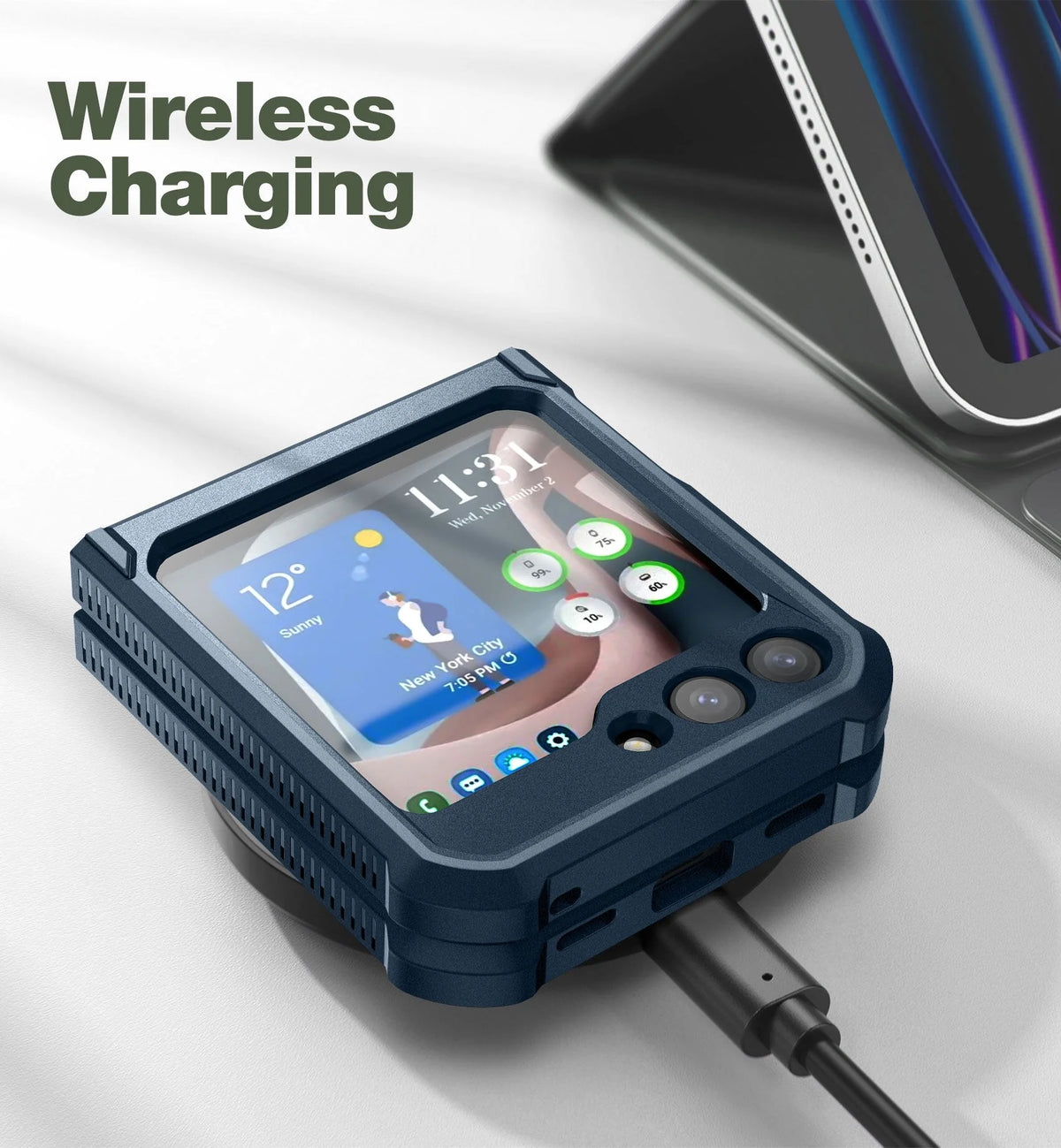 Navy Blue Shockproof Case with Kickstand and Rotatable Belt Clip L820