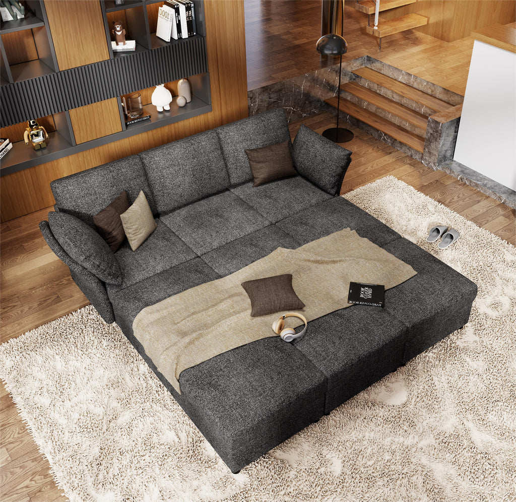 Dark Grey 9 Seat Modular Sectional Sofa with Ottomans V17583