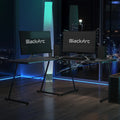 L-Shaped Gaming Desk with Black Tempered Glass Top Z49132