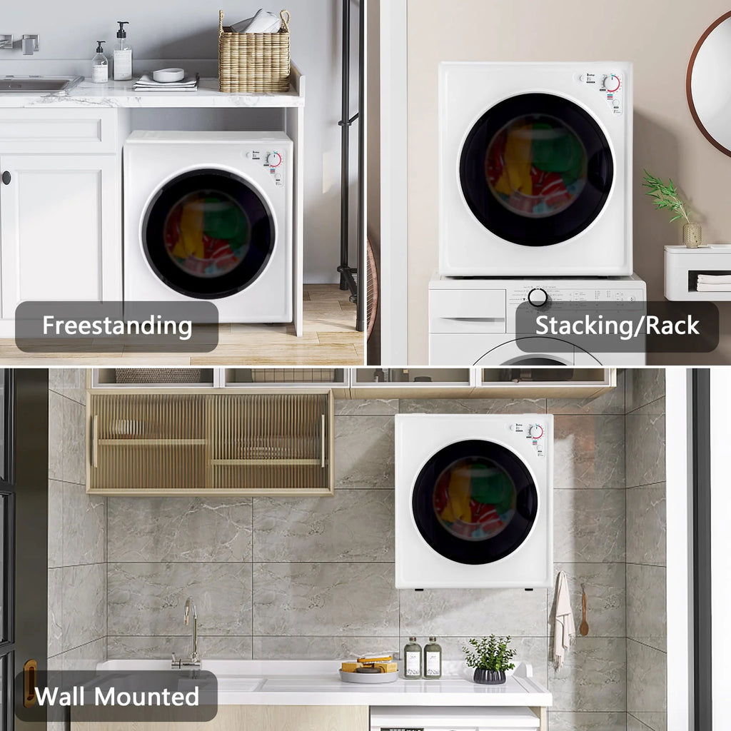 2.6CUFT Electric Compact Portable Clothes Dryer with Stainless Steel Tub, White D381361