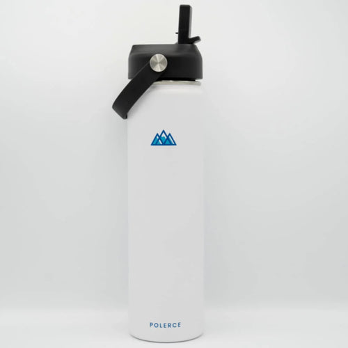 24 Oz White Stainless Steel Vacuum Insulated Bottle with 3 Lids N236