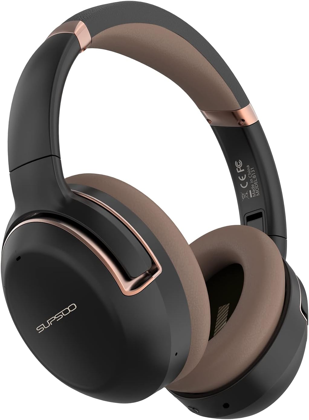 Wireless Noise Isolation Over Ear Bluetooth Headset with Detachable Mic, 35H Playtime, USB-C Fast Charging, Black Blue I879
