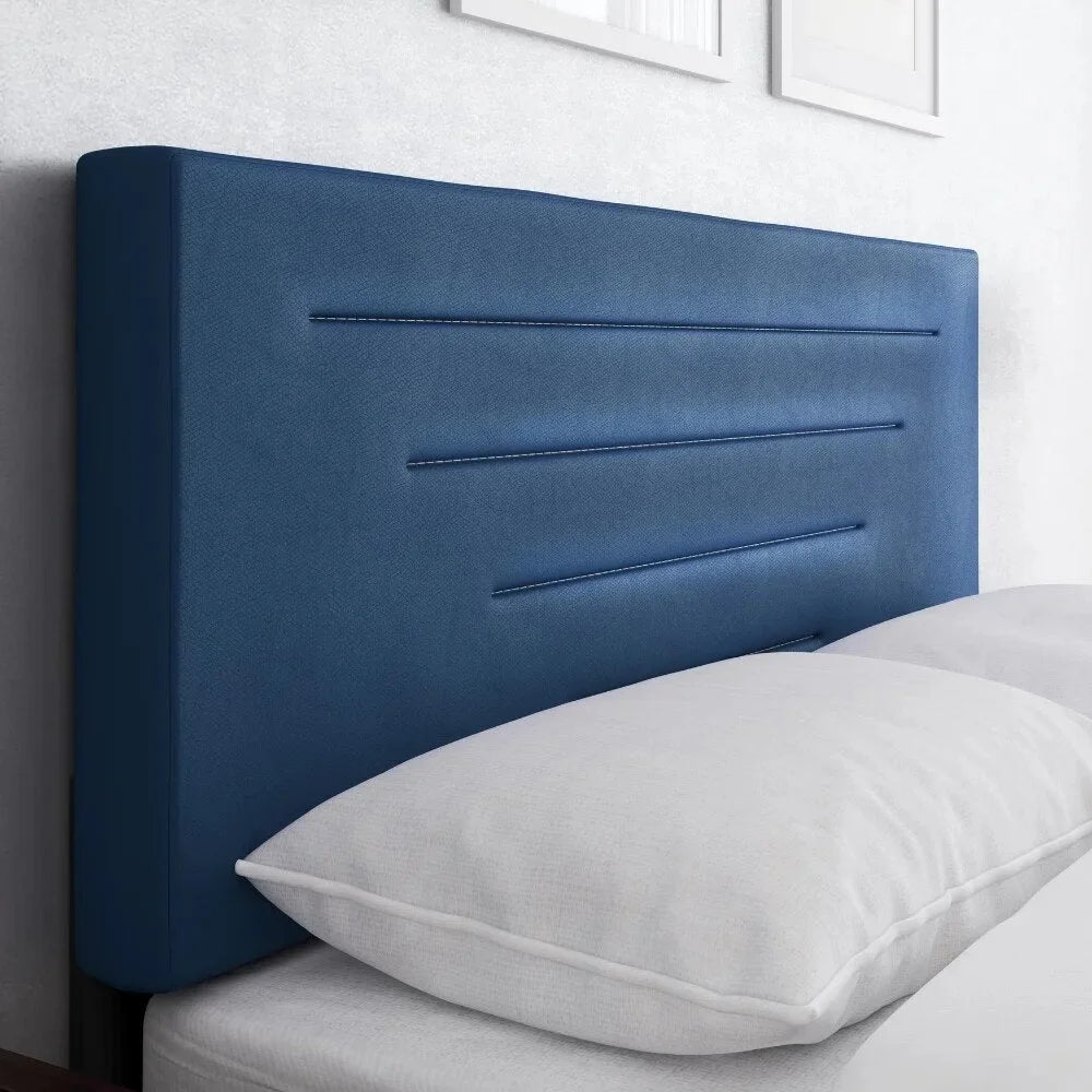 Blue Faux Leather Upholstered Platform Bed E545013
