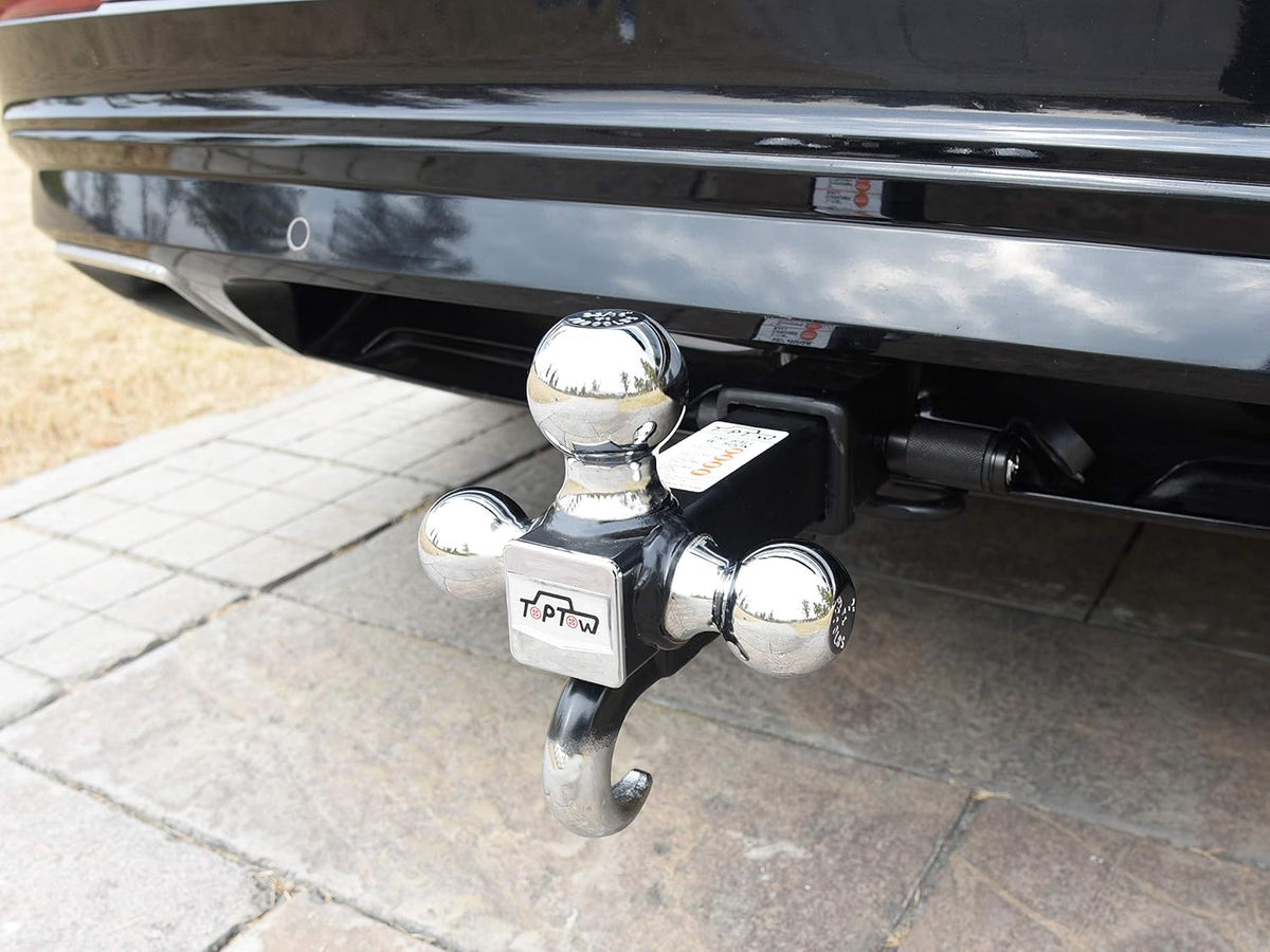 Trailer Tri Ball Hitch with Hook, 2 inch Receiver, Chrome, 5/8 inch Hitch Lock, Pack of 2 V880