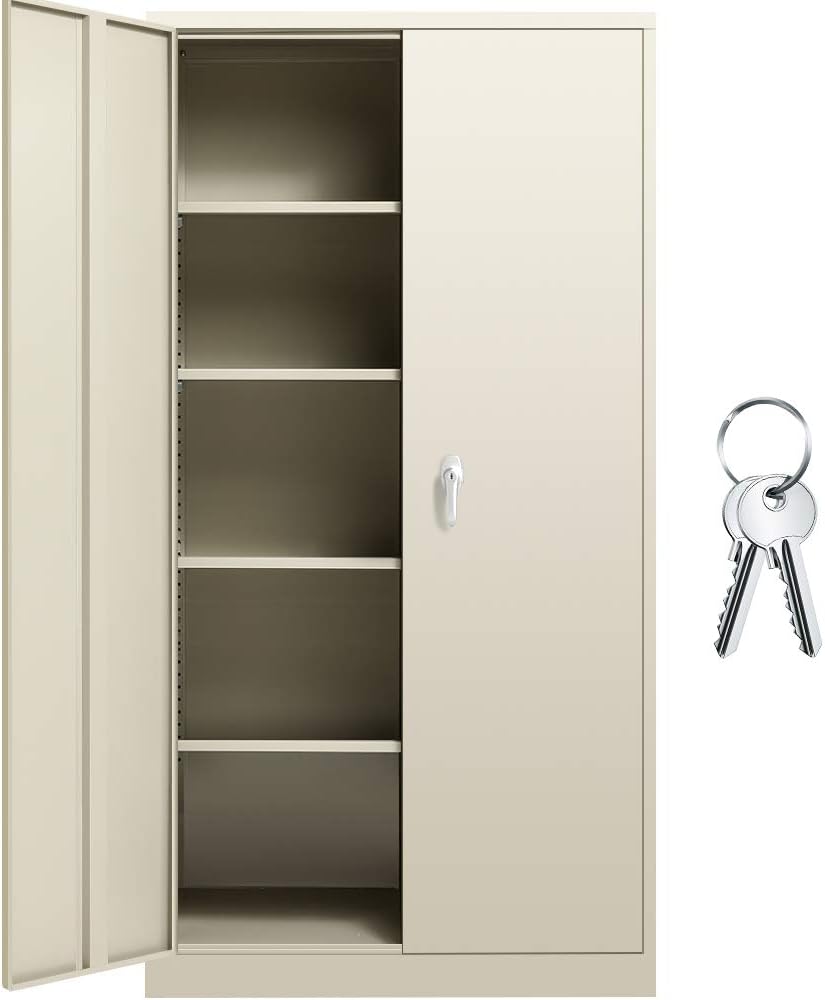 Black Metal Locking Steel Storage Cabinet with Shelves L42493