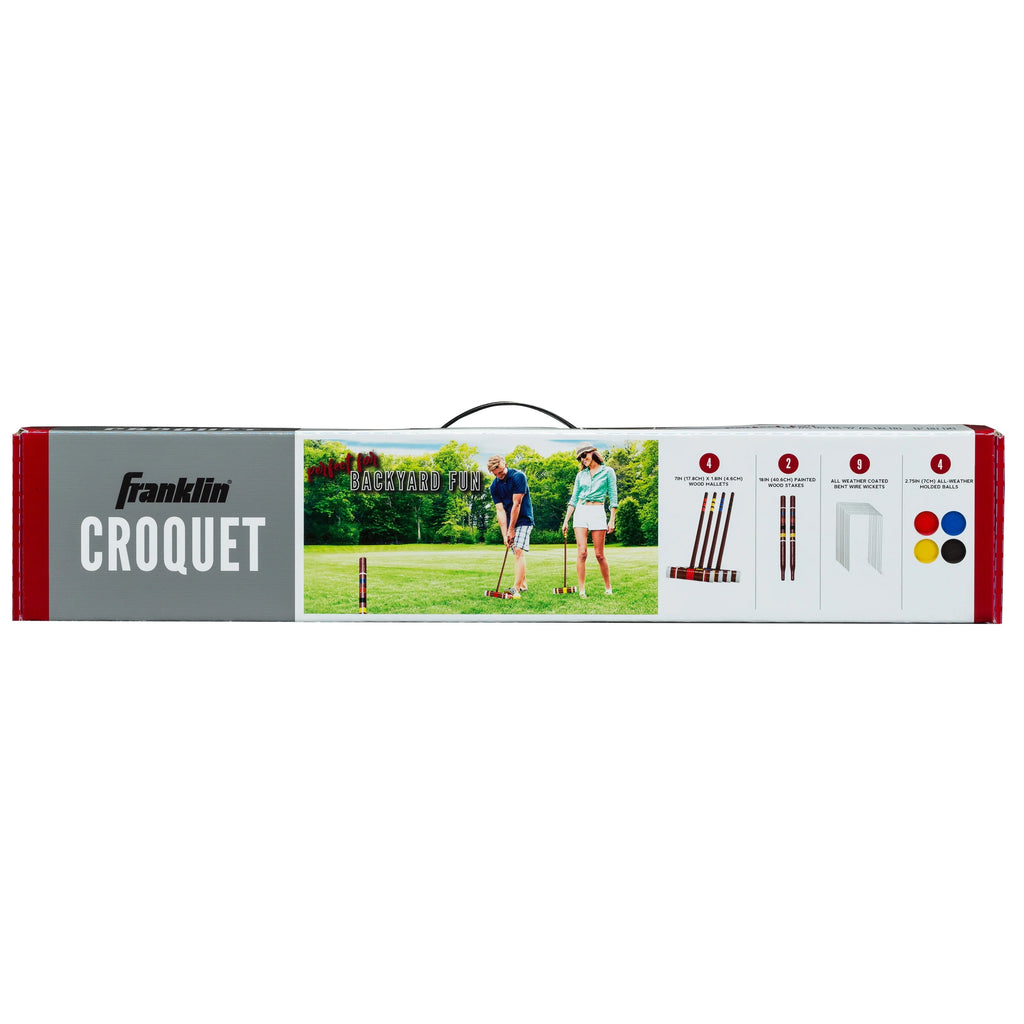 4 Croquet Wood Mallets 4 Balls 2 Wood Stakes 9 Metal Wickets Croquet Set O615