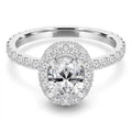 Oval Halo Engagement Ring with Accents in 14K White Gold E208