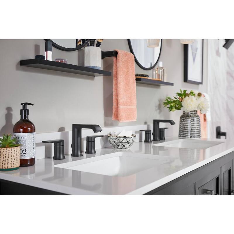 8 in. Widespread Double Handle Bathroom Faucet in Matte Black T8128