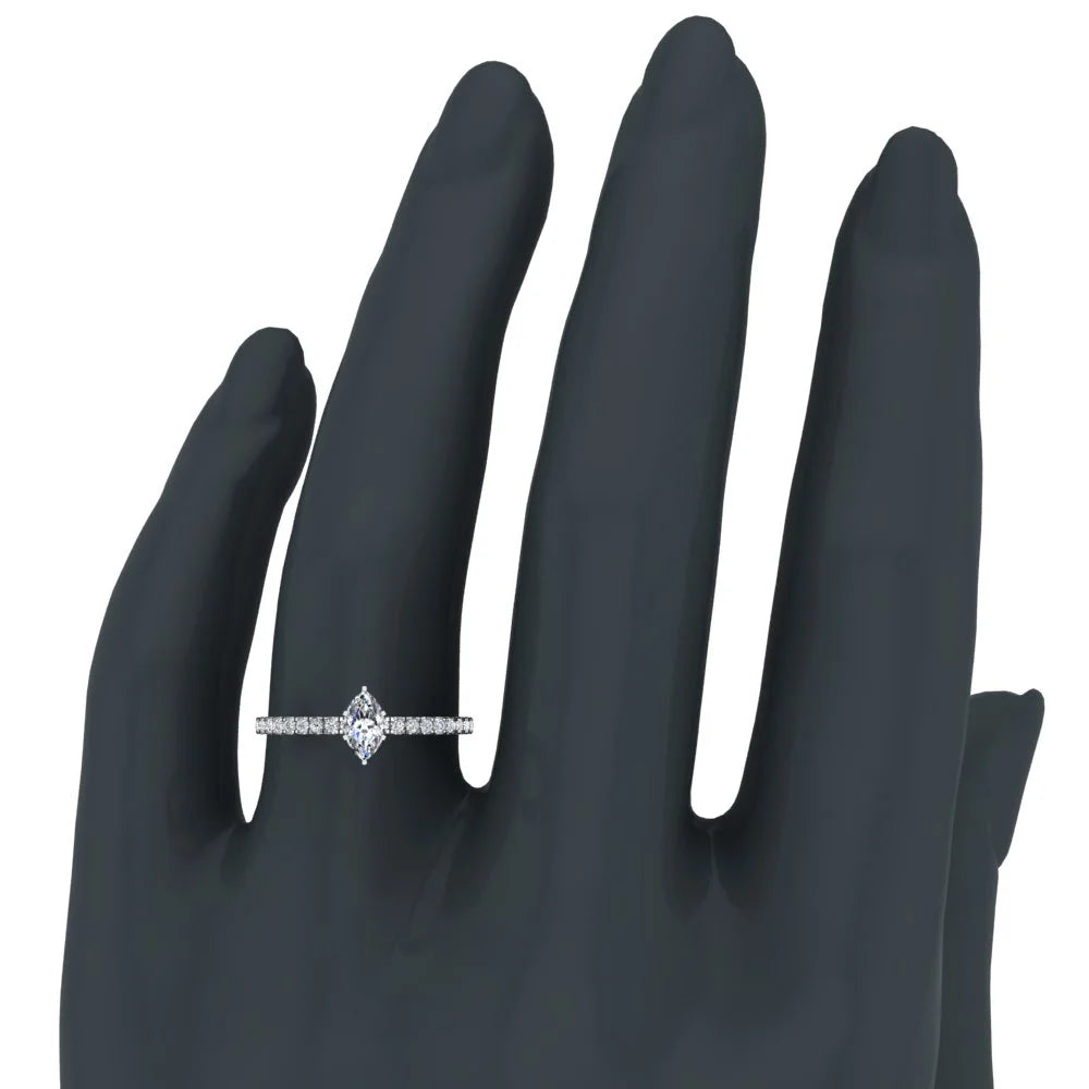 Marquise Solitaire Diamond Ring 18K Gold 0.65 CT TW K388396