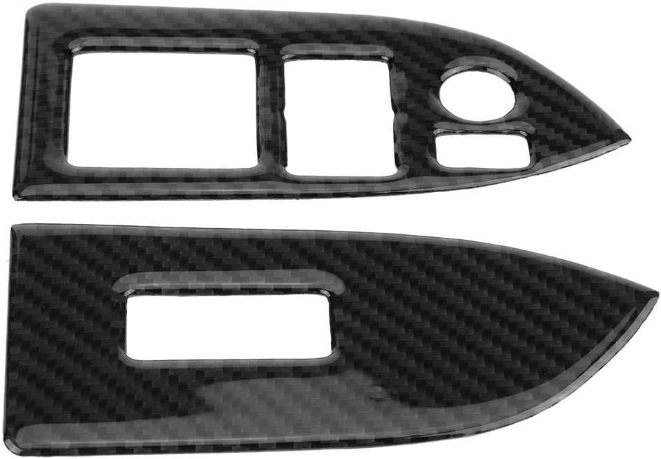 Carbon Fiber Self-Adhesive Window Switch Button Cover Trim, Pack of 2 K3490