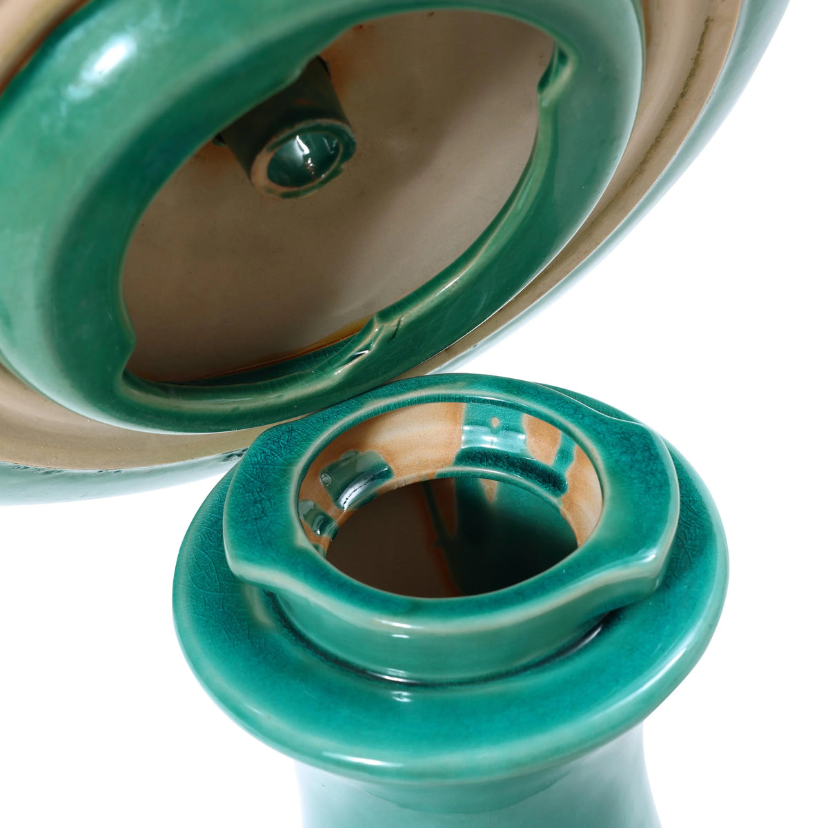 Aqua Glazed Ceramic Birdbath Fountain D2450