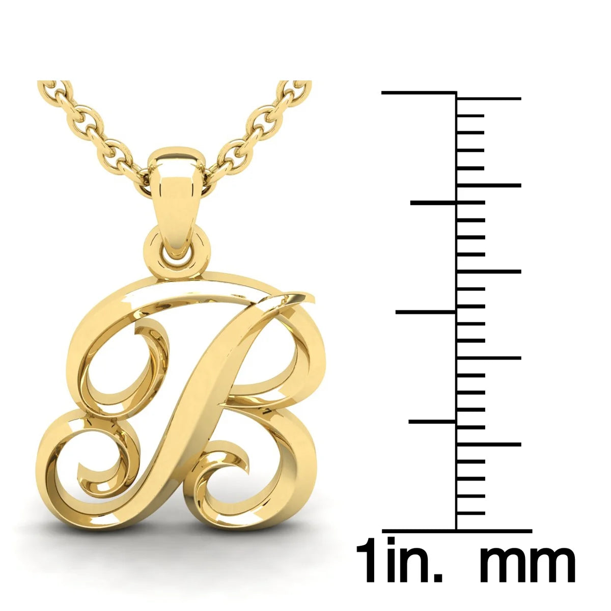 14 Karat Yellow Gold Initial Necklace with 18 Inch Cable Chain L32454