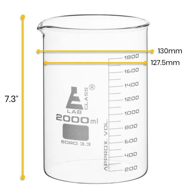2000ml Borosilicate Glass Low Form Beaker with Spout R48781