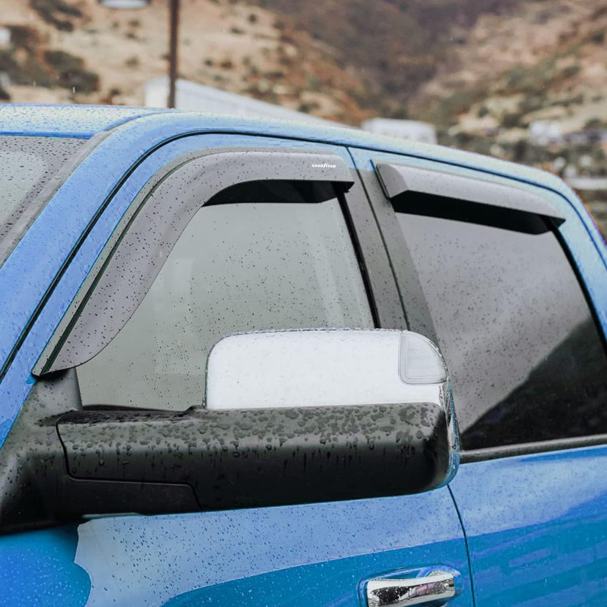 Shatterproof Side Window Deflectors for Dodge RAM 2500 3500 2019-2022 Crew Cab, Tape-on Rain Guards, 4pcs Y27636