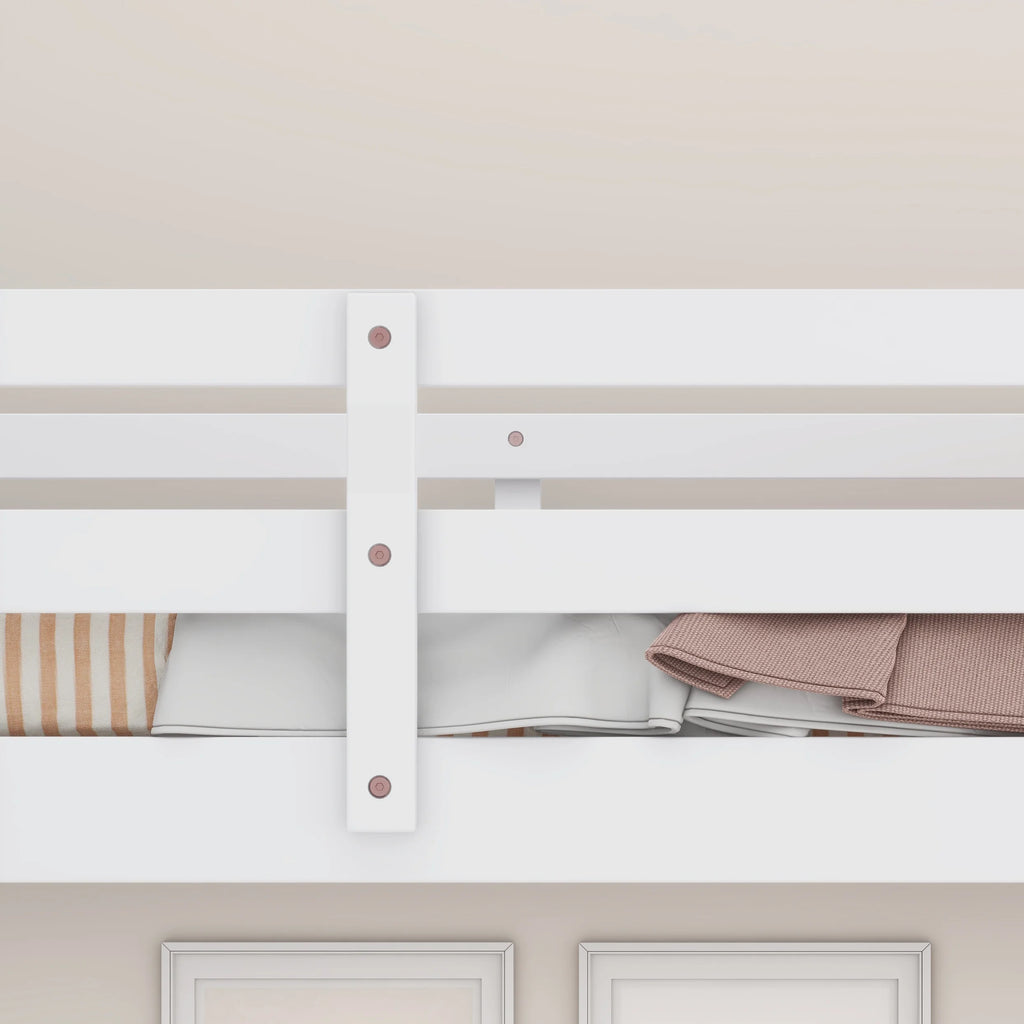 White Twin Over Full Solid Wood Bunk Bed with Trundle Q682604