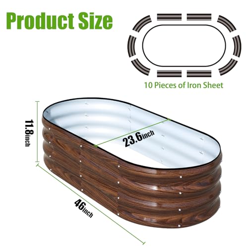 Galvanized Raised Garden Bed, 2 Pcs 4x2x1ft Oval Metal Planter Box Y7932